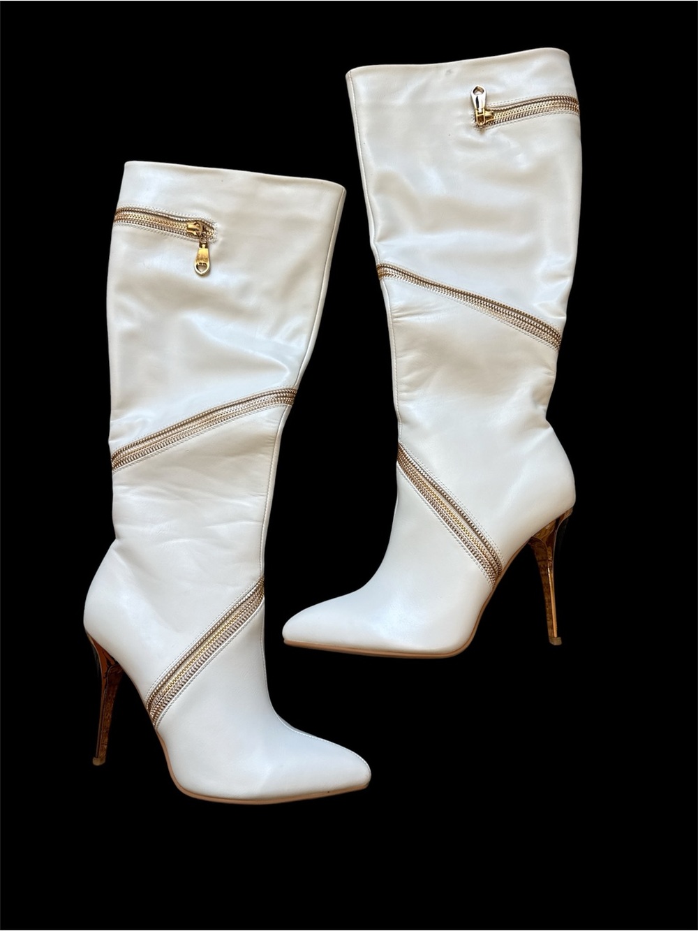 Zippered stiletto heeled boots